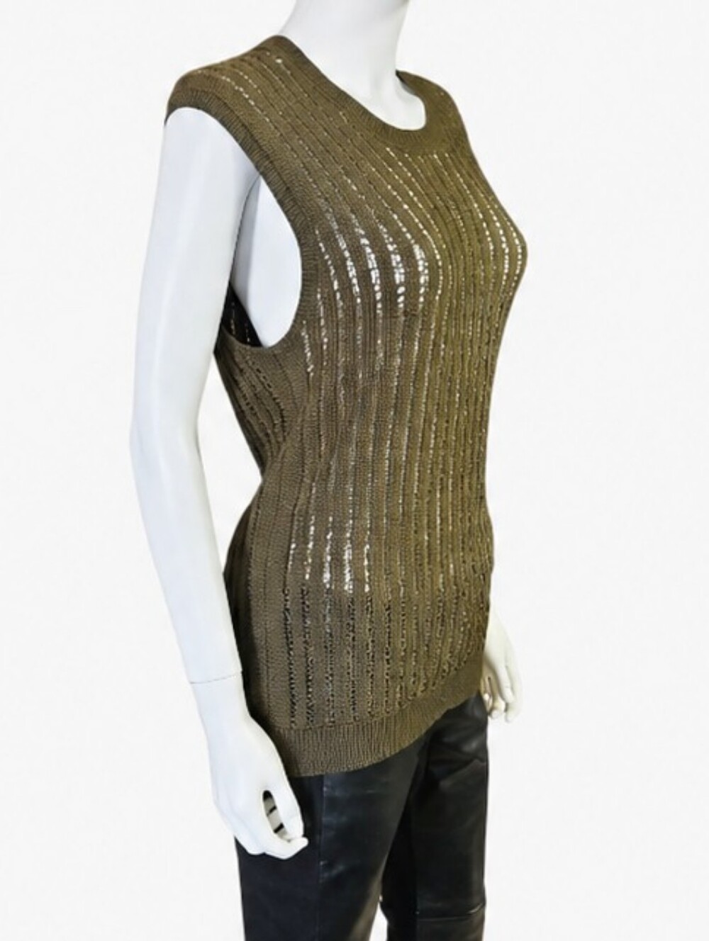 UMA WANG | Cashmere Silk Open Knit Sleeveless Top Vest in Size Large - Picture 4 of 8